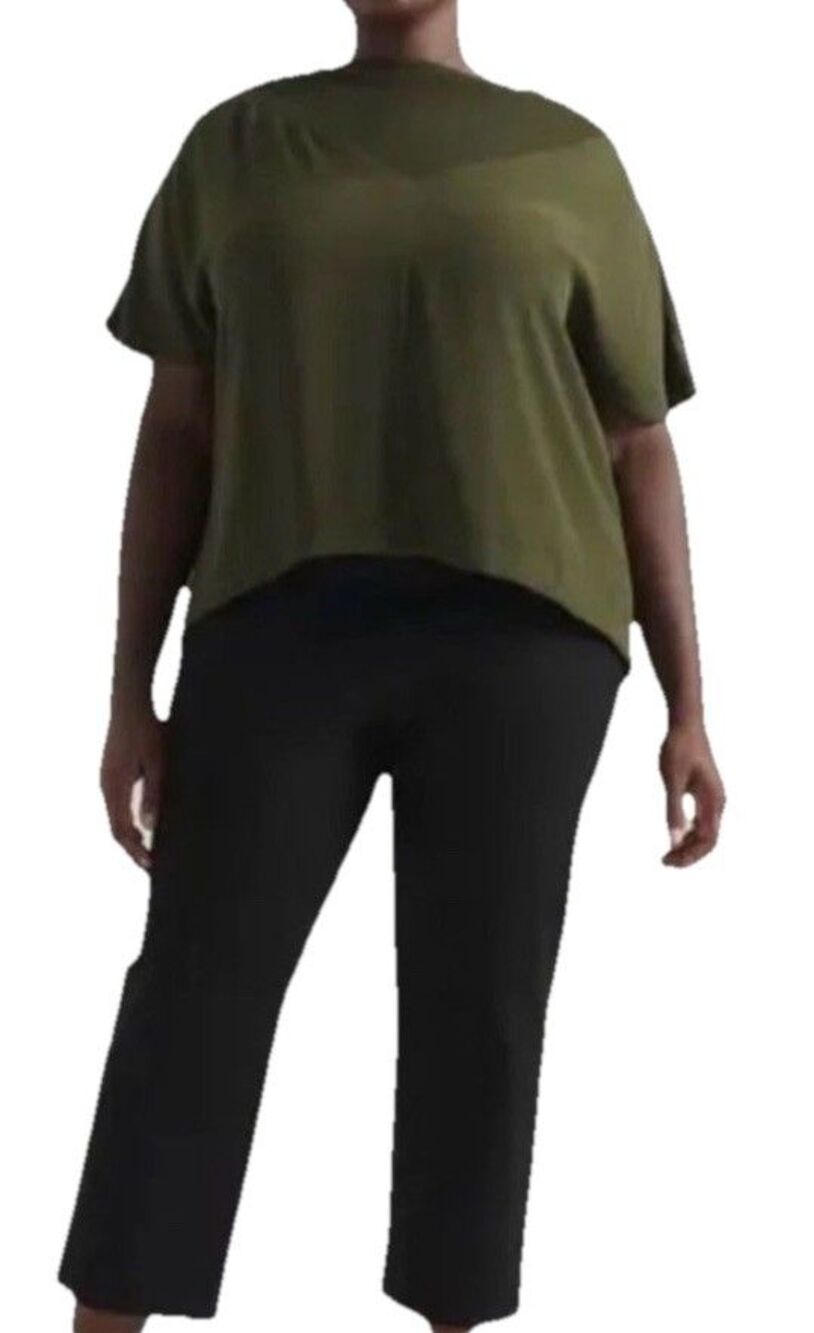 Pari Passu Maura Short Sleeve Top in Army NWT size 16 Minimal Preppy Casual - Picture 2 of 8